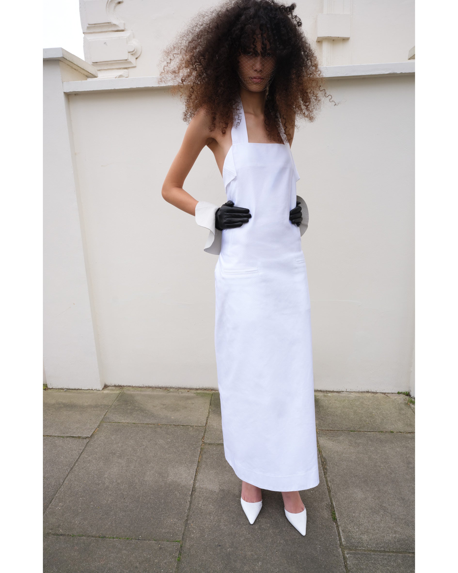 Bridal - Satin Grosgrain Evening Apron Dress