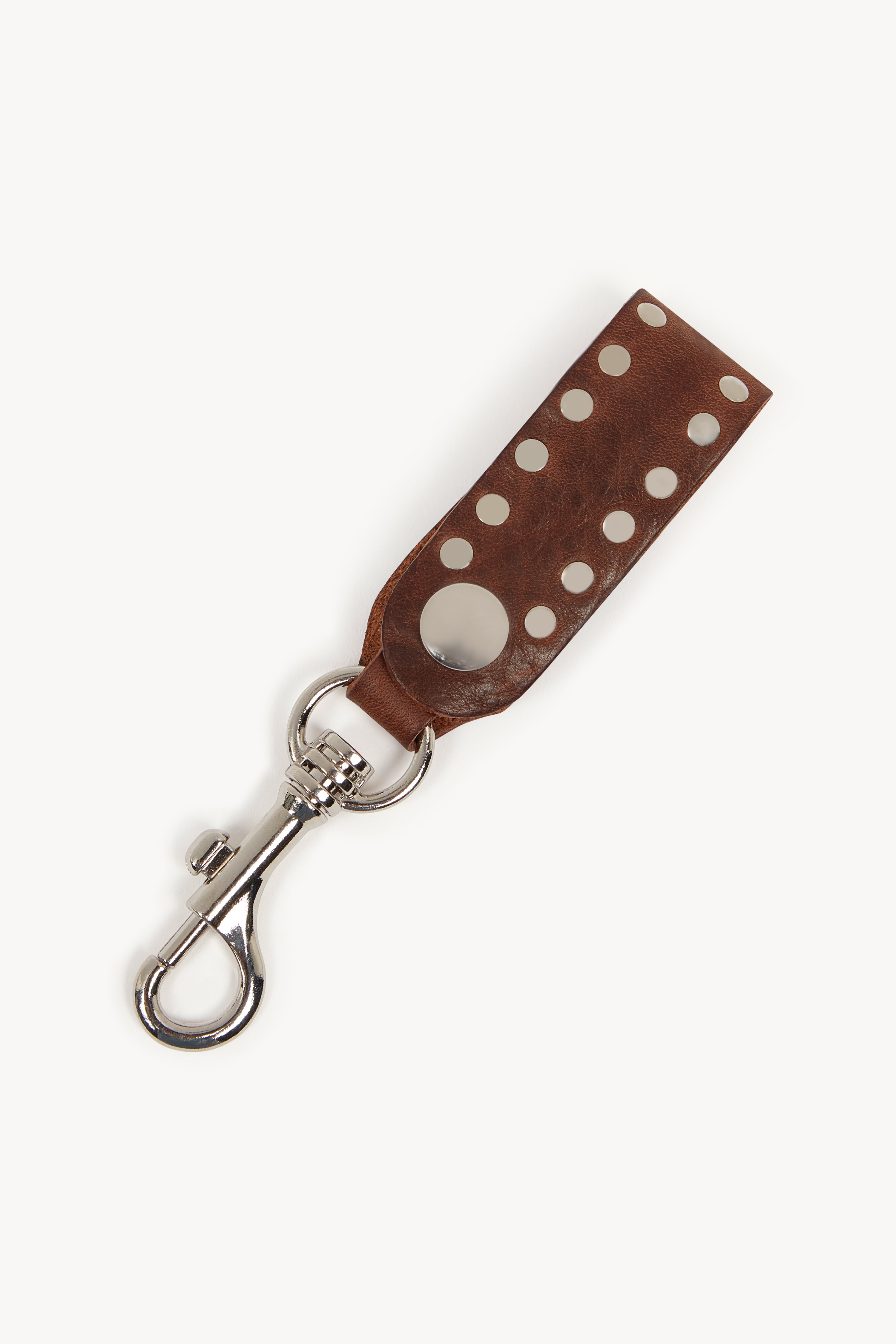 TAN STUDDED CLIP KEYRING