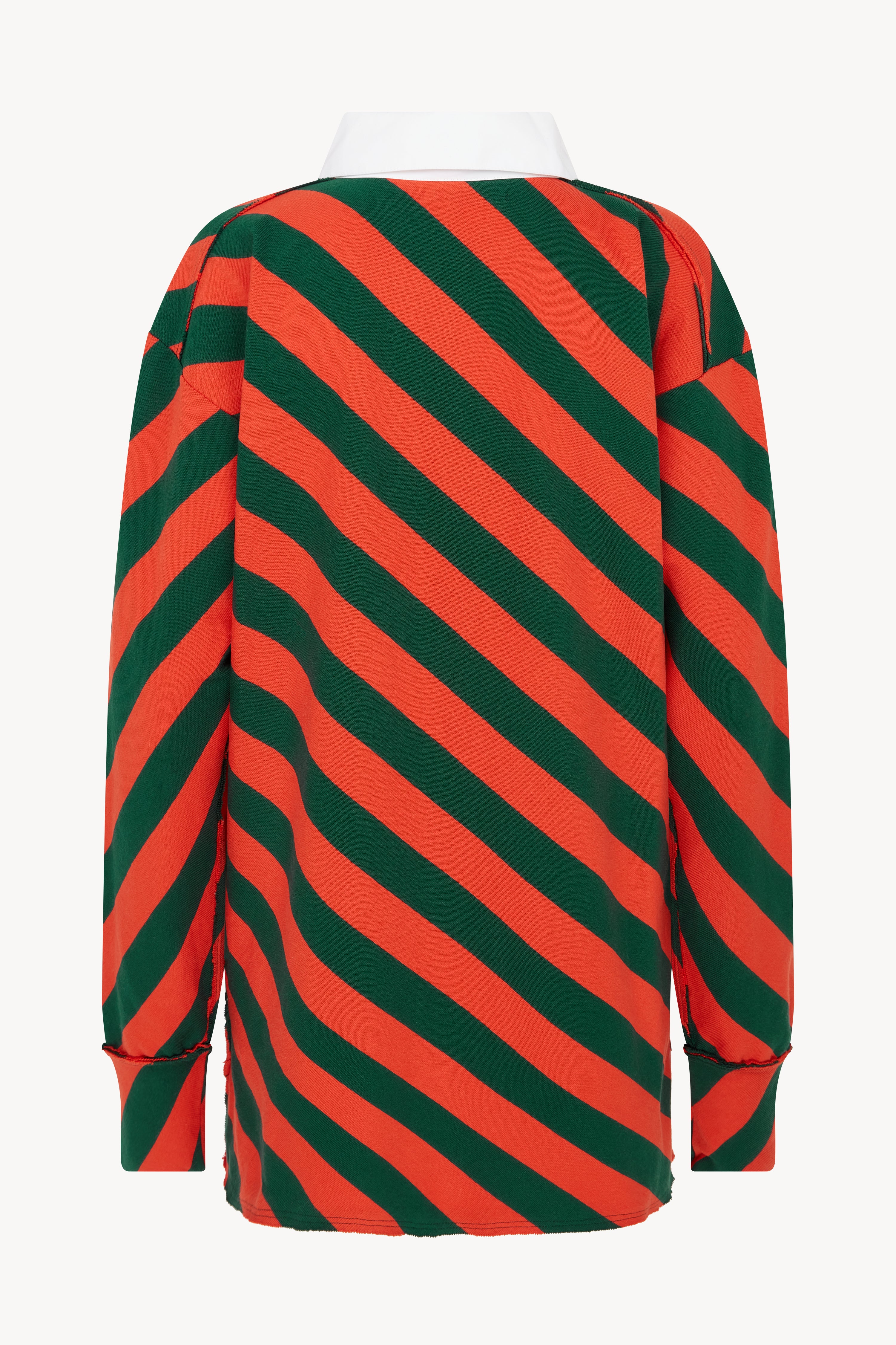 TOMATO RED AND GREEN STRIPED RUGBY TOP