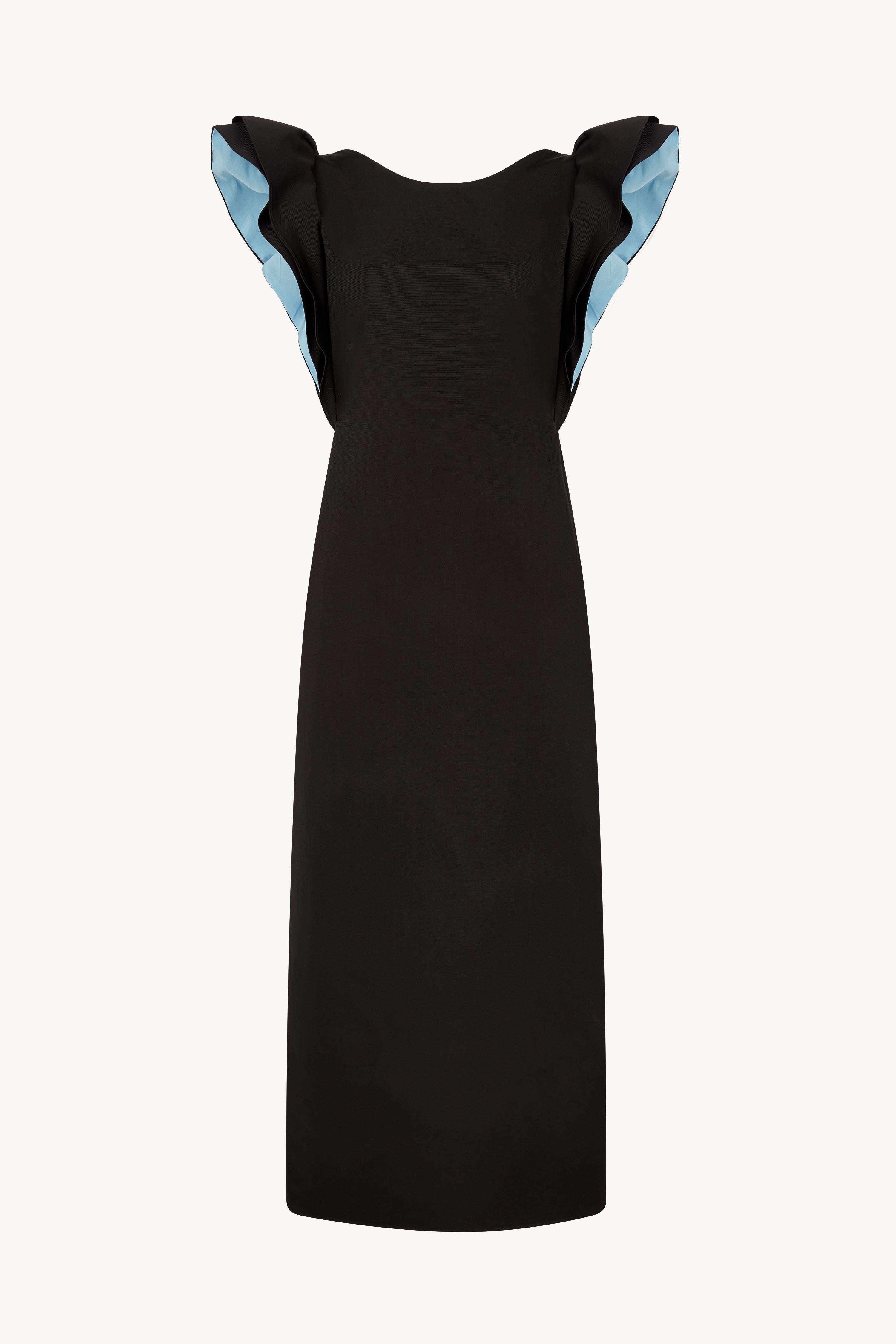 BLACK AND BABY BLUE FRILL SLEEVE PINNY DRESS