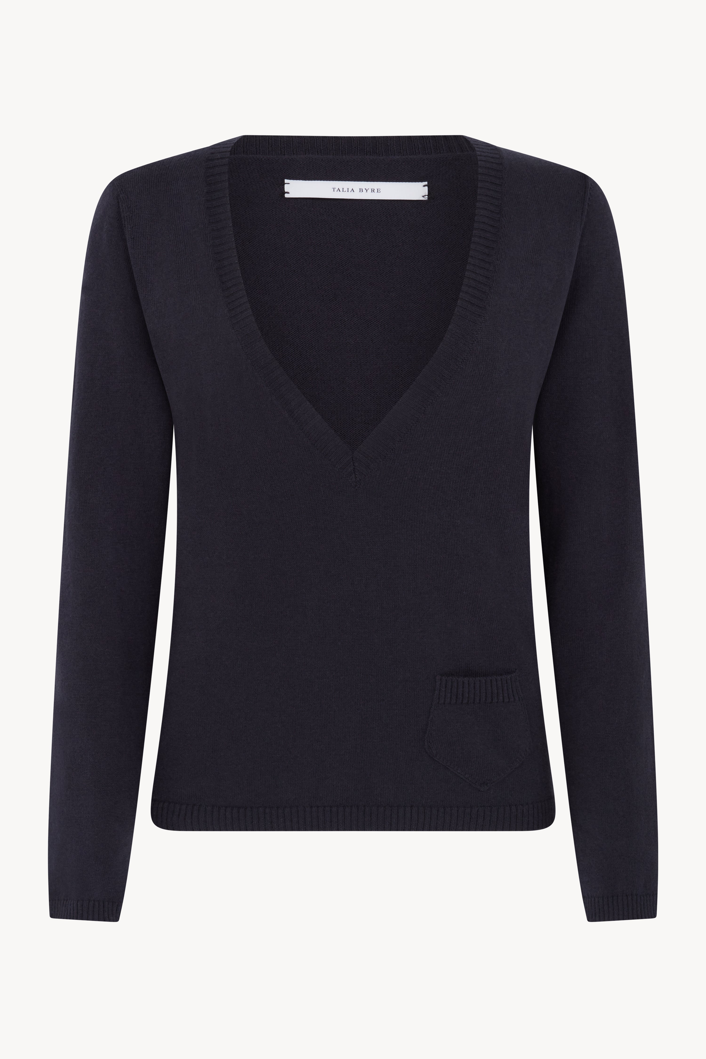 DARK NAVY DEEP V-NECK FITTED JUMPER