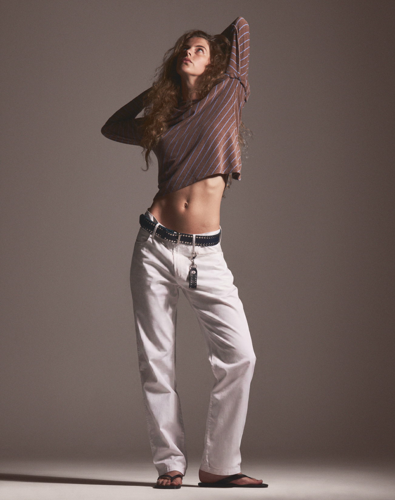 WHITE CARGO ROLL UP TROUSERS
